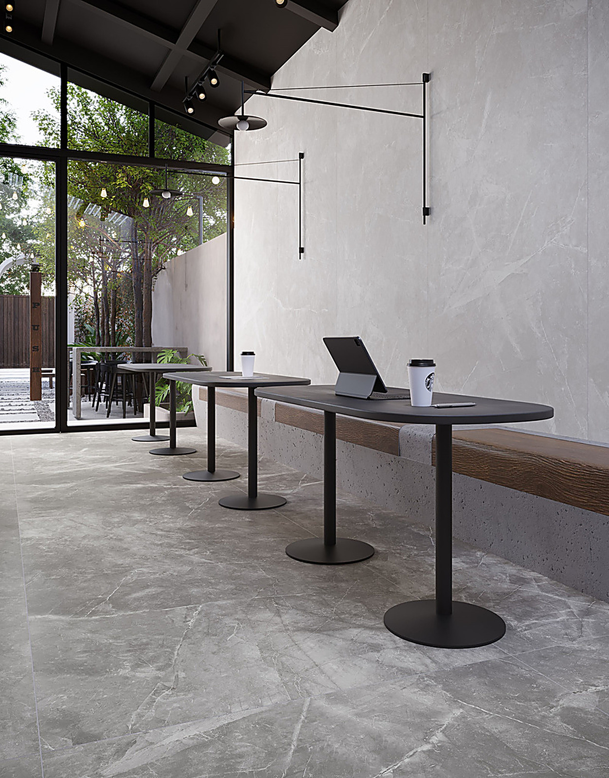 Amani White XXL slab toegepast in een interieur