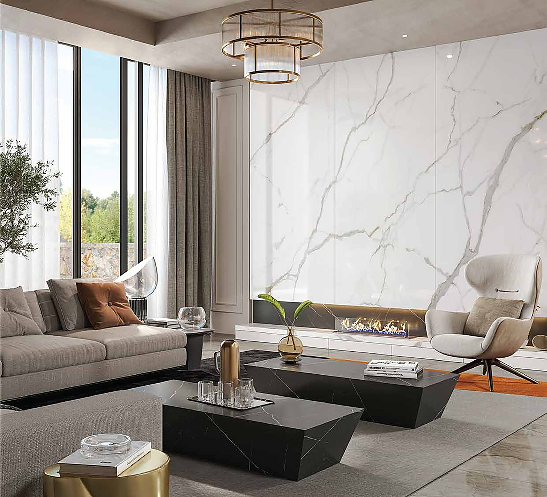 Calacatta Unique XXL slab toegepast in een interieur